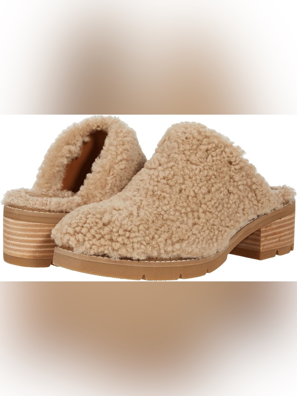 Donald Pliner Sammie Shearling Clog Mules Tan 6.5